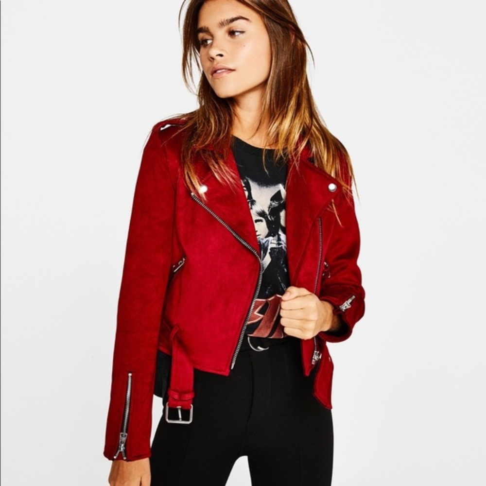 Bershka Faux Suede Biker Jacket